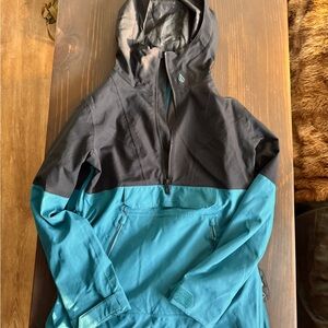 Black and Teal Volcom Anorak Jacket